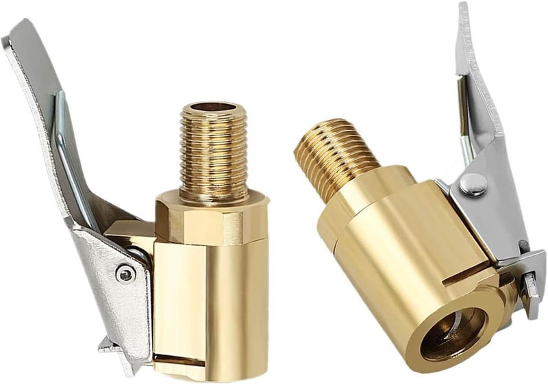 LDCRE 2Pack 8mm Tire Air Chuck with Clip Adapter, No Leakage Tire Chucks for Vehicle Inflator Compressor Pump Connect Accessories Tool, Brass Locking Tire Inflator Nozzle Adapter Connect 8mm - Image 1